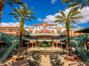 Tampa, Florida, USA - Centro Ybor Shopping Center with retailers, restaurants and entertainment venues in the historic Ybor city.