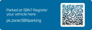 graphic with QR code to register for parking 